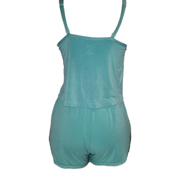 PINK & Secret Treasures Ladies Short Pajama Sets - Extra Small -Teal & Floral - Picture 5 of 8